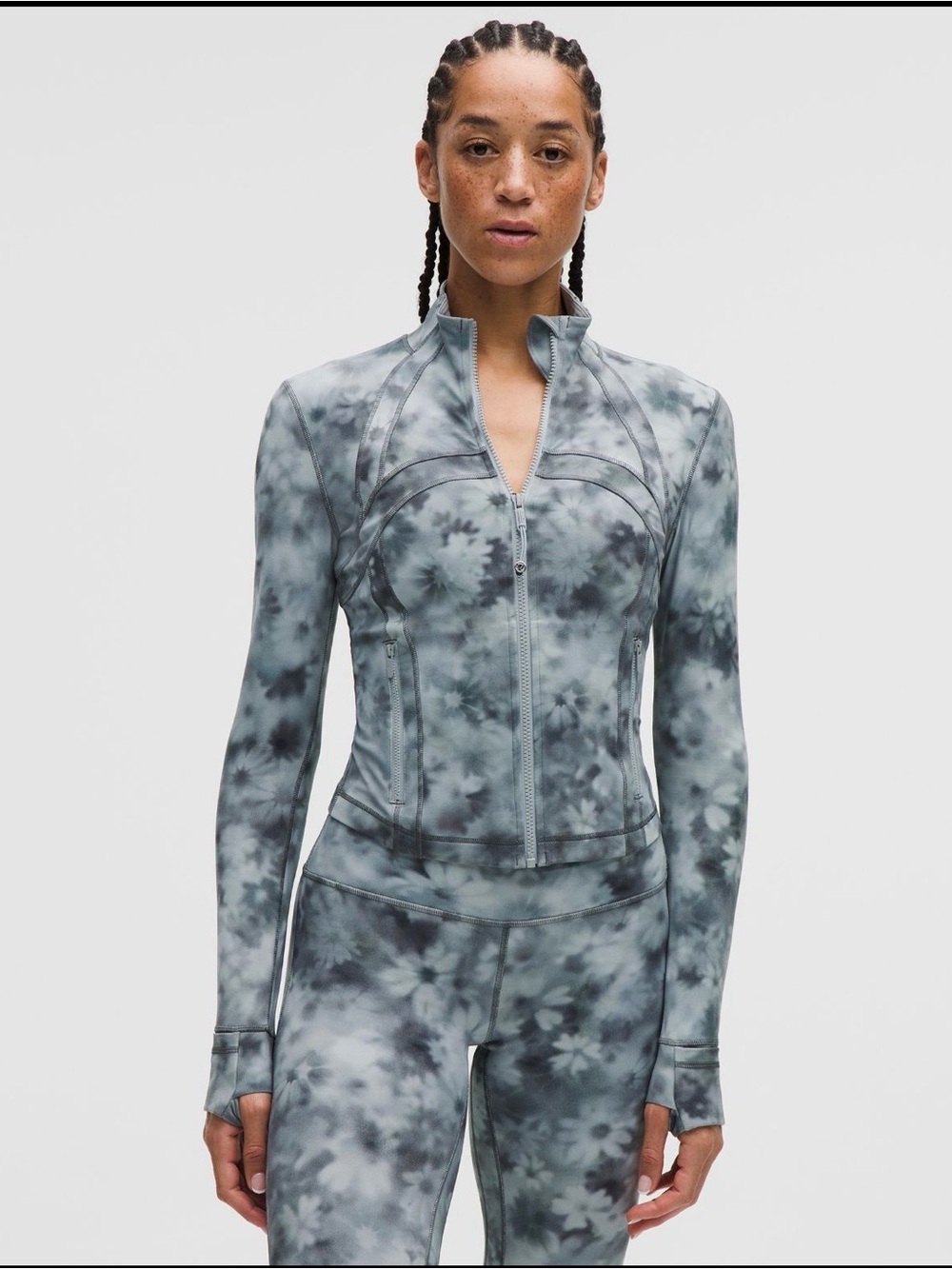 lululemon athletica Define Gray Tie-Dye Zip Front Mock Neck Jacket